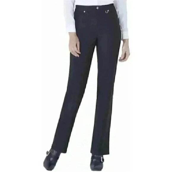 Simon Chang Jeans High Rise Straight Leg Cropped Stretch Fit Black  Size 16 - Picture 1 of 16